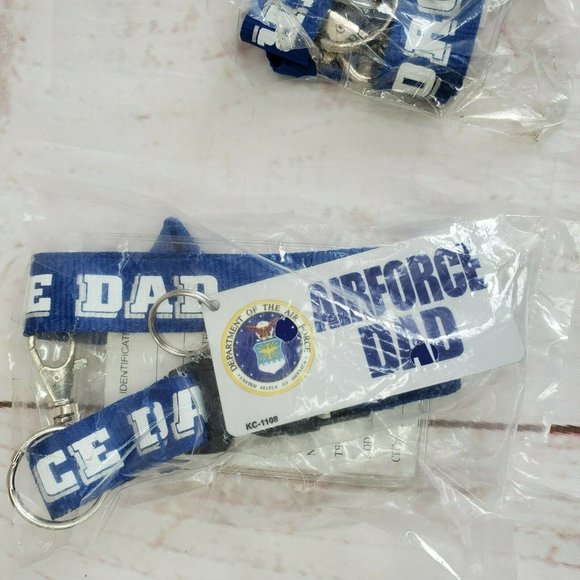 Blue White Airforce Dad Lanyard Army Airforce Key Chain Badge ID Holder - Picture 6 of 6